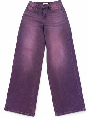 Machine Purple Wide Leg Jeans High Rise Cotton Denim Size 1 Trendy
